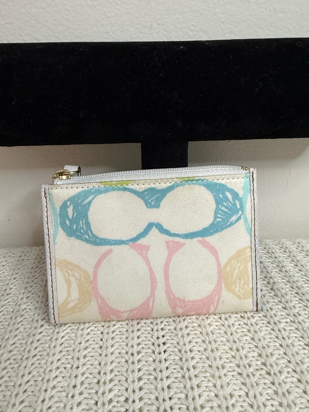 Coach Y2K scribble fabric Zip Card Wallet in Pastel Multi